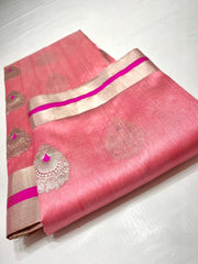 PEACH PINK  CHANDERI SAREE