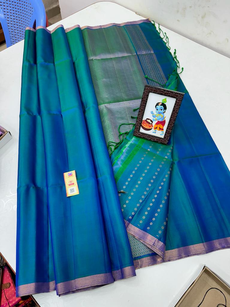 PEACOCK GREEN SOFT SILK  SAREES