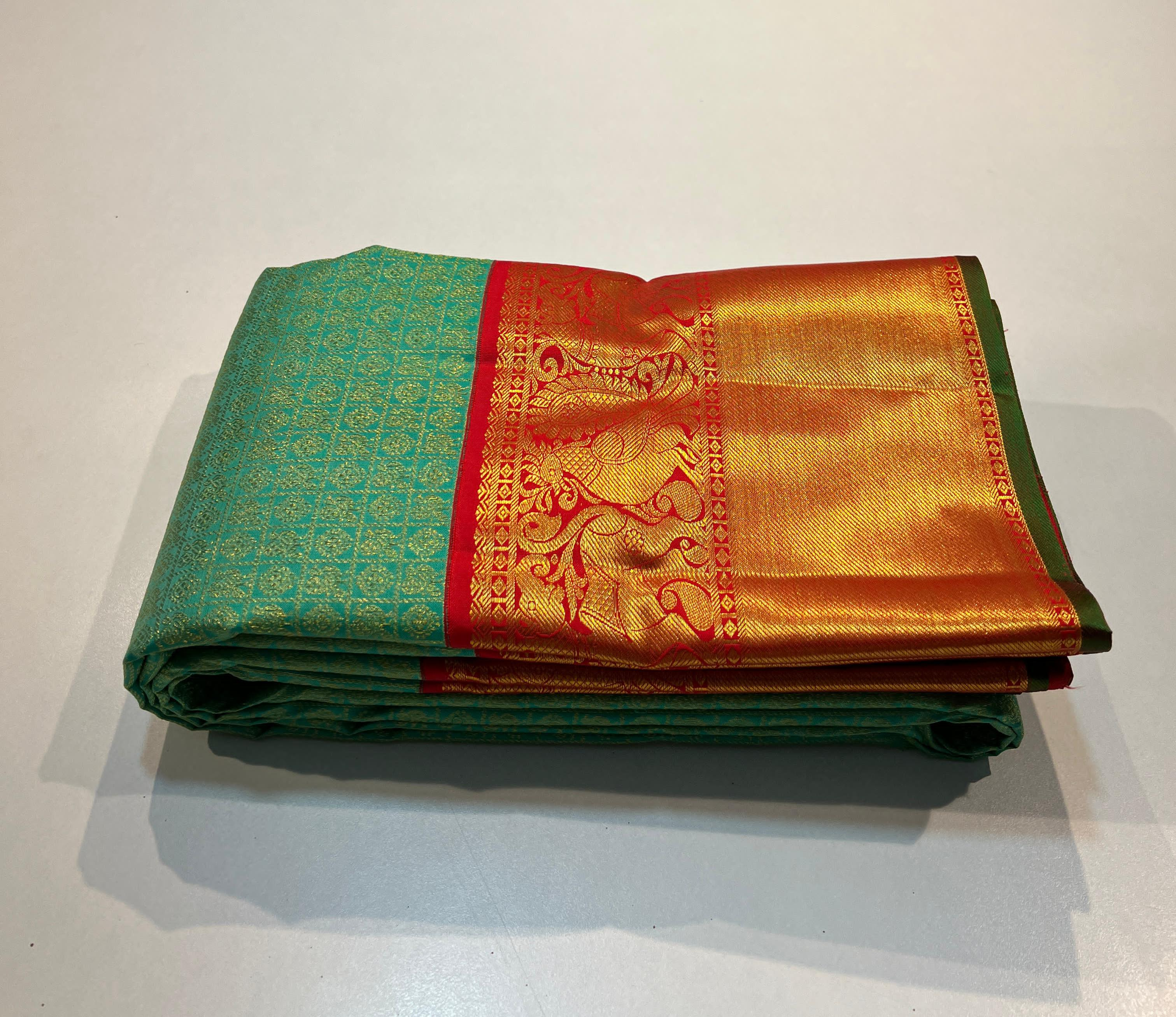 PISTA GREEN / CHILLI RED KANCHI SAREE