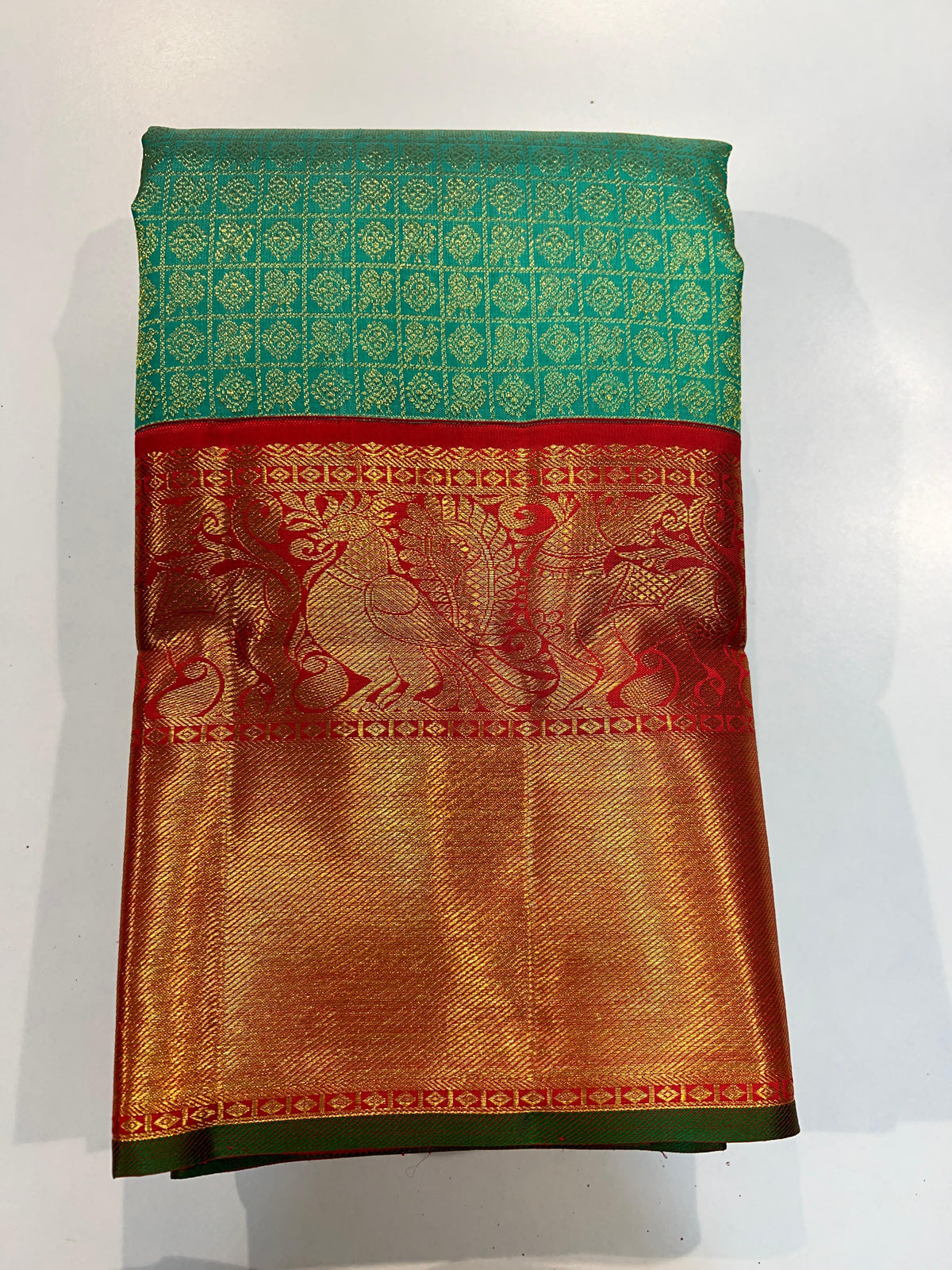 PISTA GREEN / CHILLI RED KANCHI SAREE