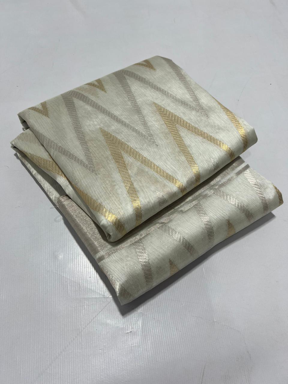 SILVER / GOLD  CHANDERI SAREE