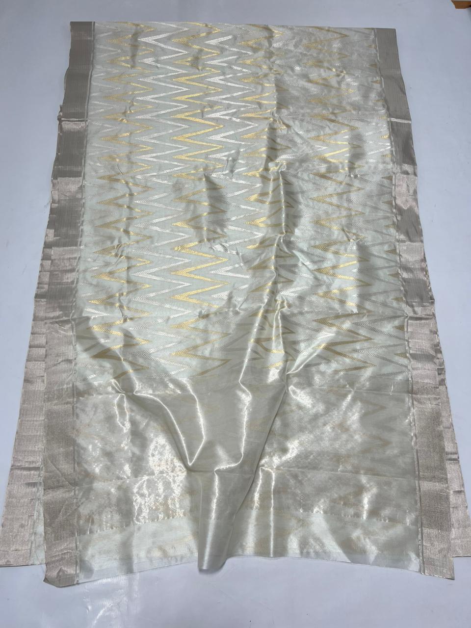 SILVER / GOLD  CHANDERI SAREE