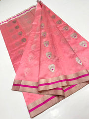 PEACH PINK  CHANDERI SAREE