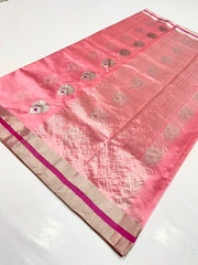 PEACH PINK  CHANDERI SAREE