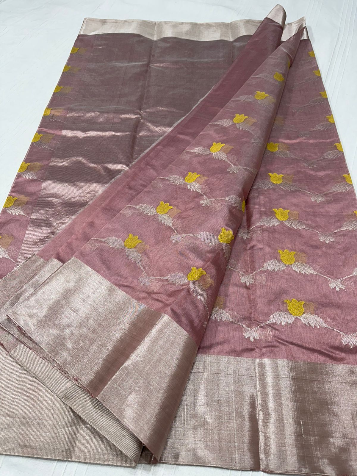 ROSE PEACH CHANDERI SAREE