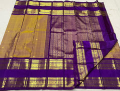 MUSTARD YELLOW / PURPLE KANCHI SAREE