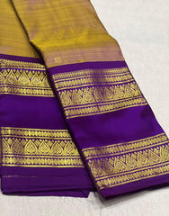 MUSTARD YELLOW / PURPLE KANCHI SAREE