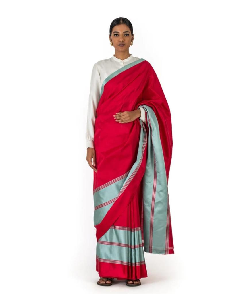 RED CHANDERI SAREE