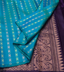 BLUE  BORDERLESS SAREE