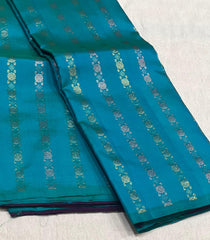 BLUE  BORDERLESS SAREE