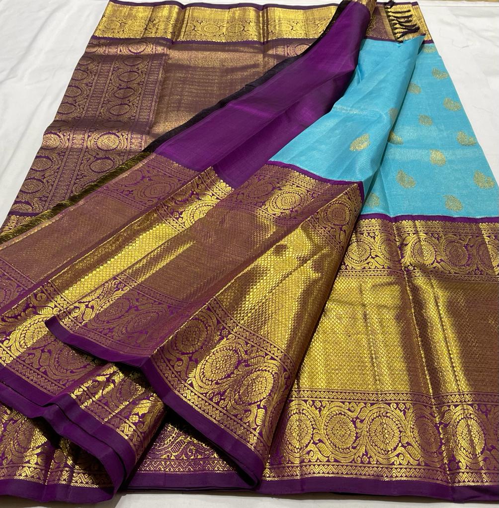 BLUE / MAGENTA PINK  KANCHI SAREE