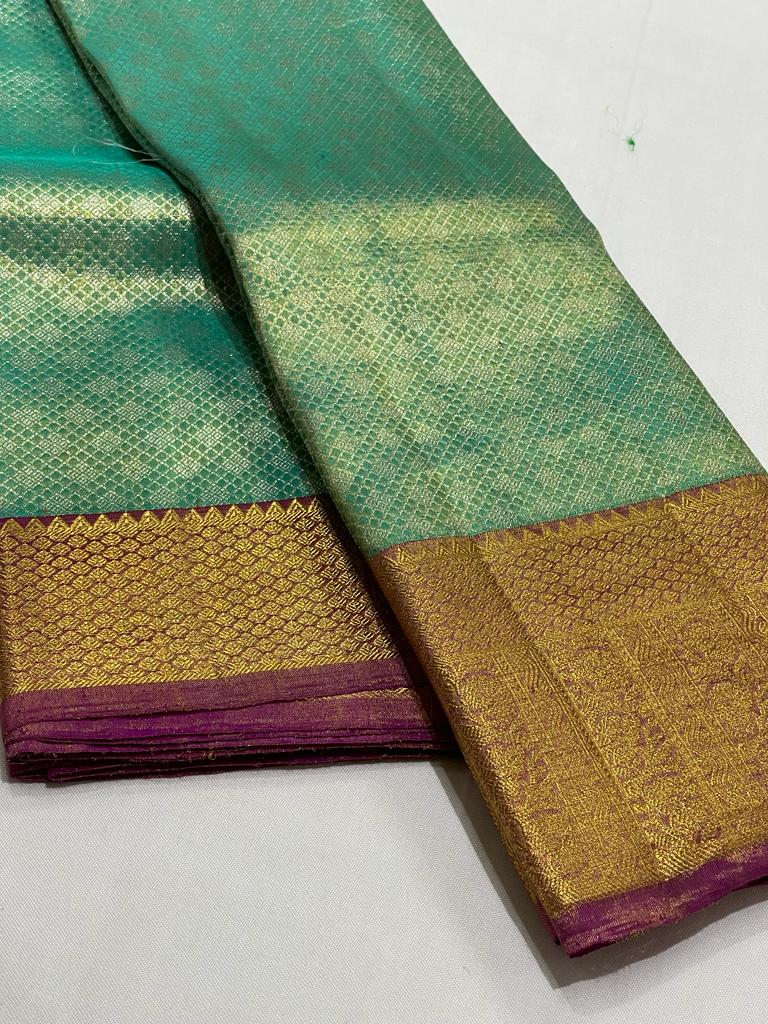 GREEN / BRICK RED KANCHI SAREE