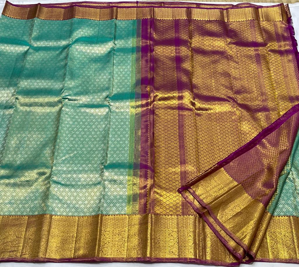 GREEN / BRICK RED KANCHI SAREE