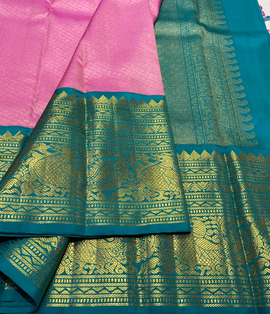 PINK / BLUE KANCHI SAREE