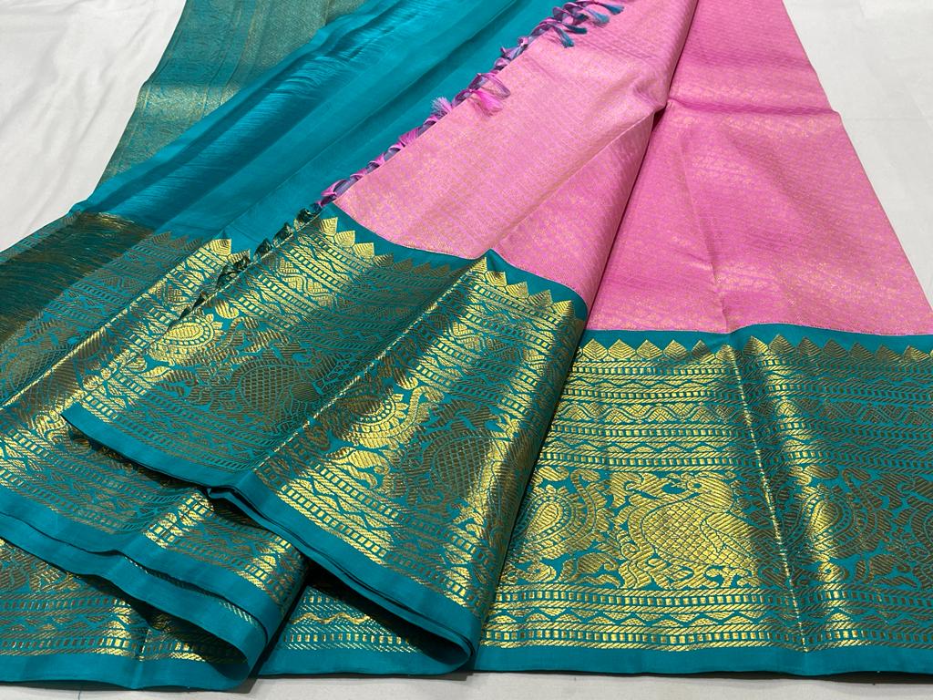 PINK / BLUE KANCHI SAREE