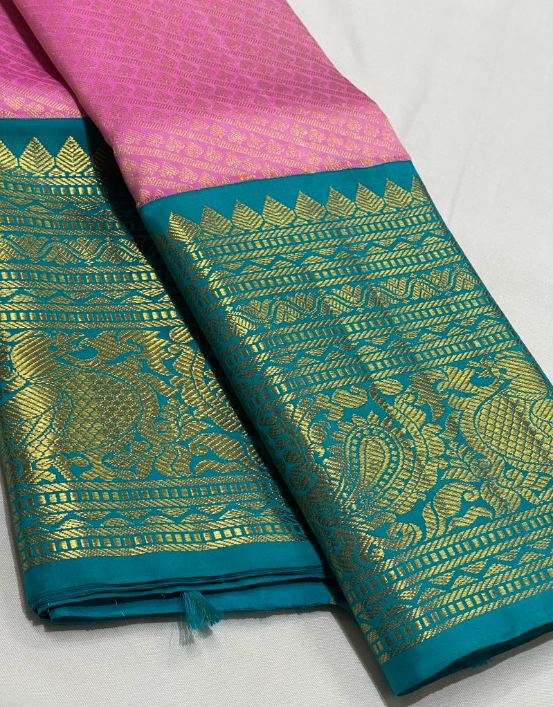 PINK / BLUE KANCHI SAREE