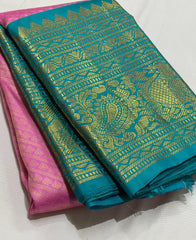 PINK / BLUE KANCHI SAREE