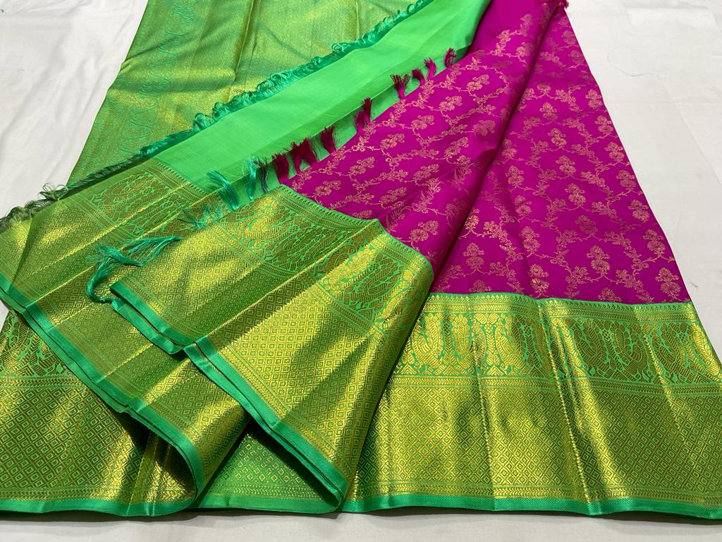 PINK / GREEN  KANCHI SAREE