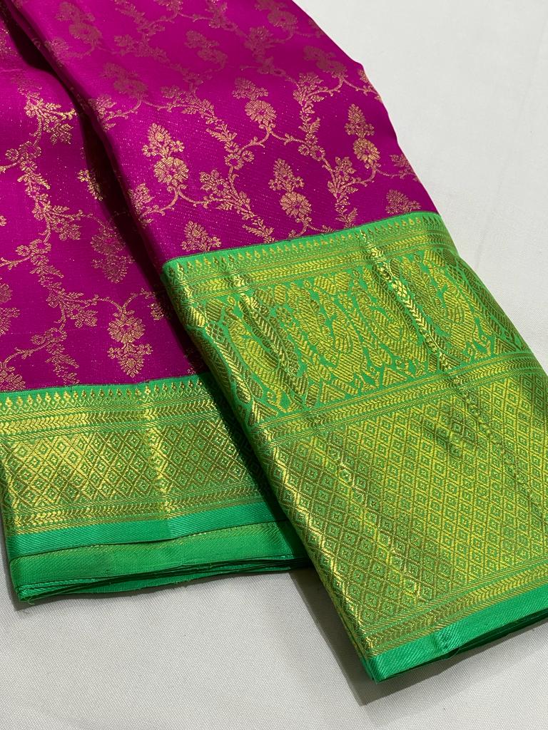 PINK / GREEN  KANCHI SAREE