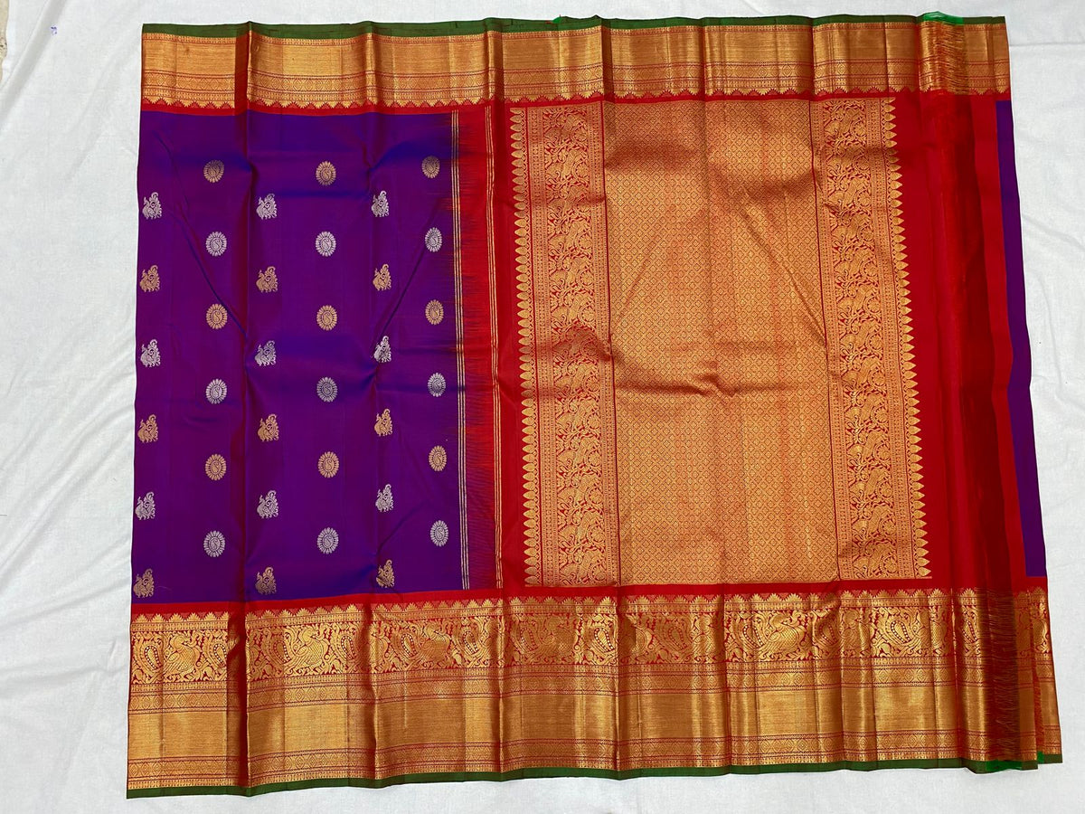 PURPLE / RED GADWAL PATTU SAREE