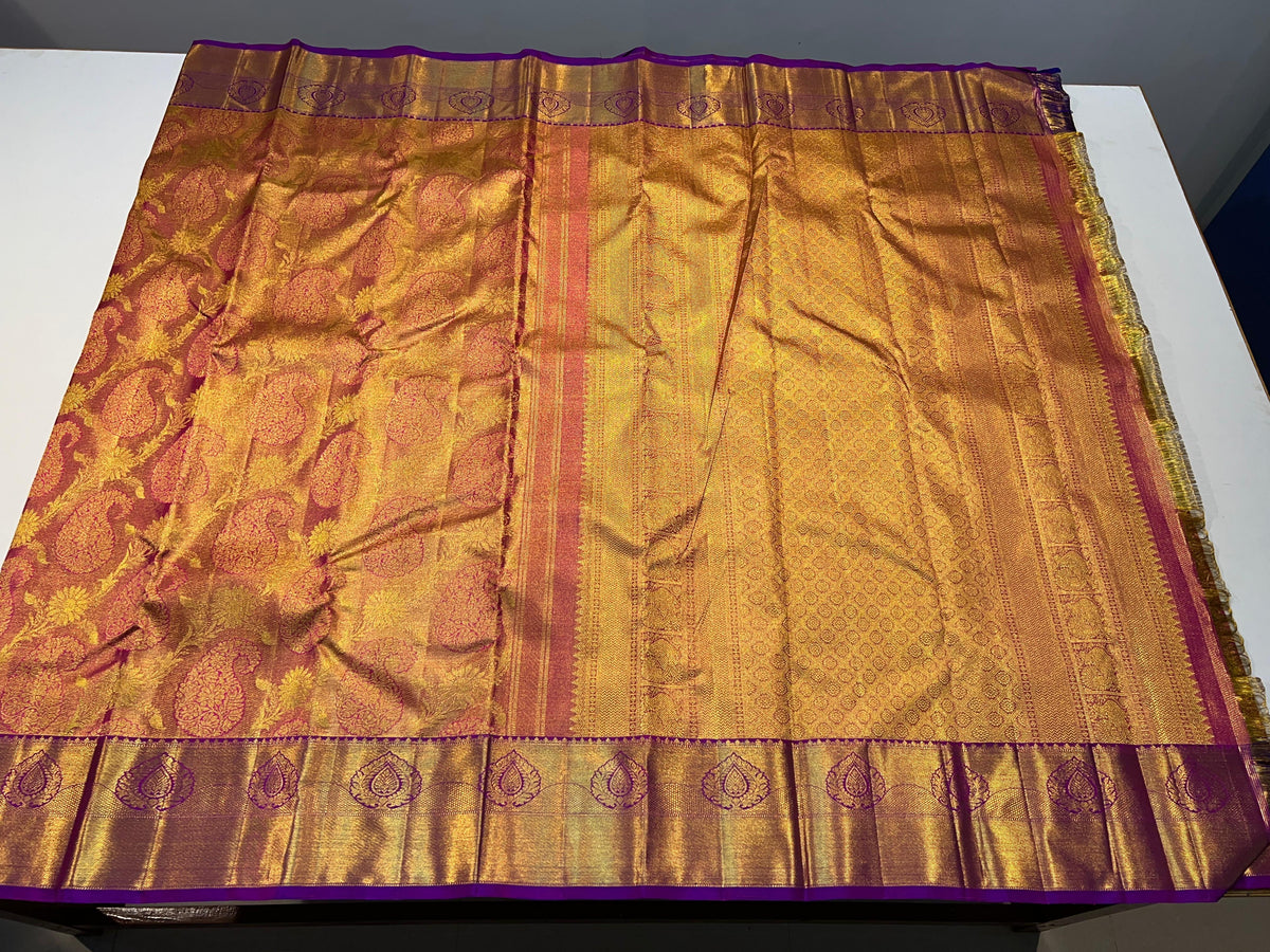 GOLD / PURPLE KANCHI SAREE