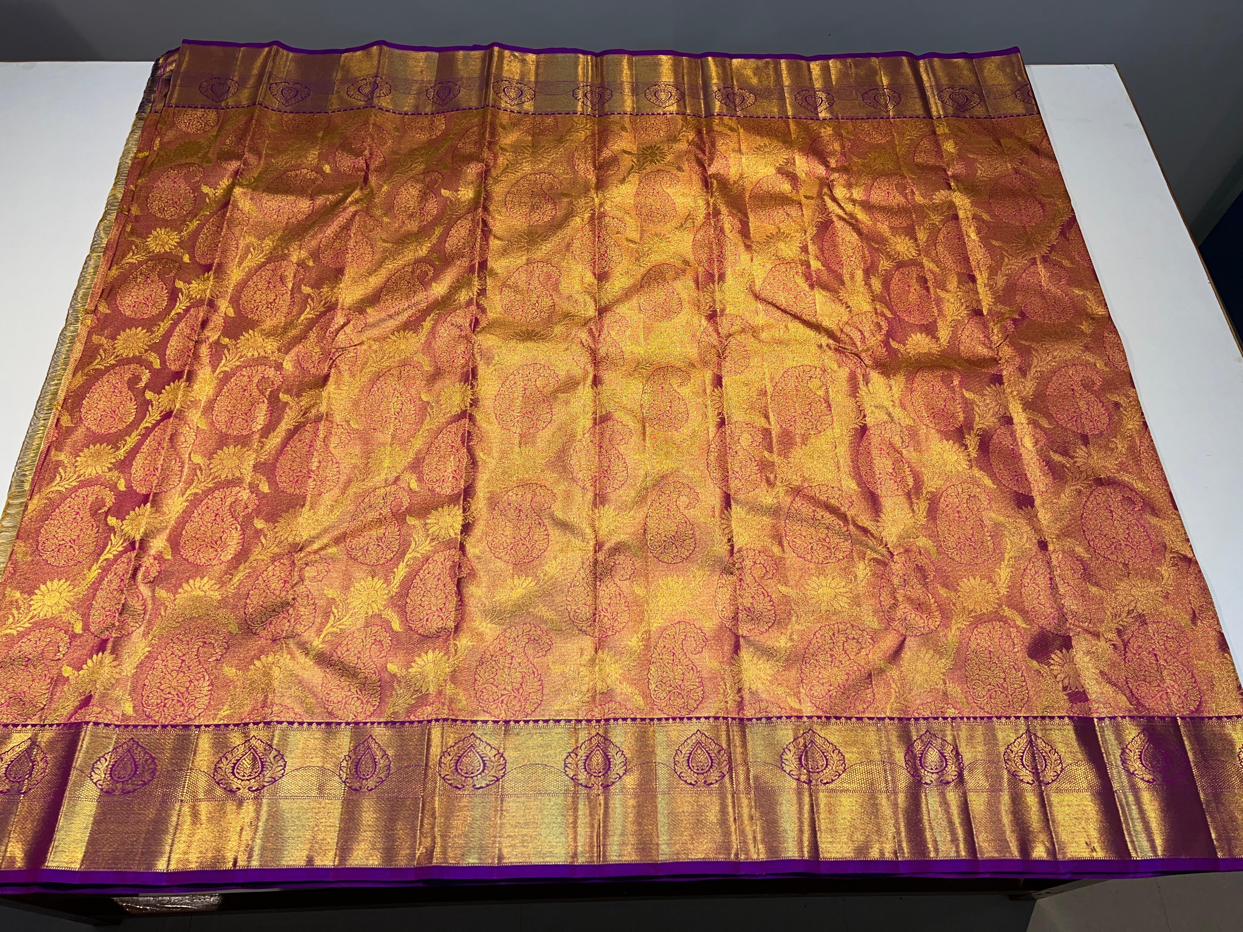 GOLD / PURPLE KANCHI SAREE