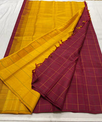 MAROON CHECKS BORDERLESS SAREE