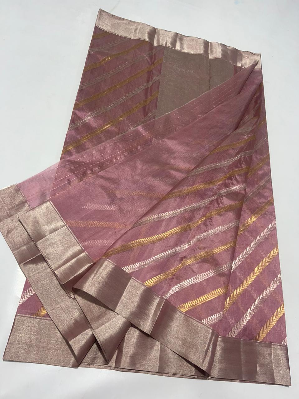 ROSE PINK CHANDERI SAREE