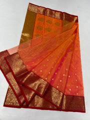 ORANGE RED CHANDERI SAREE