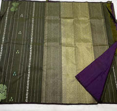 BOTTLE GREEN BORDERLESS SAREE