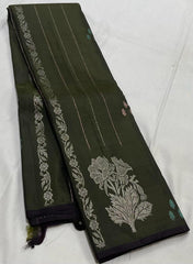 BOTTLE GREEN BORDERLESS SAREE