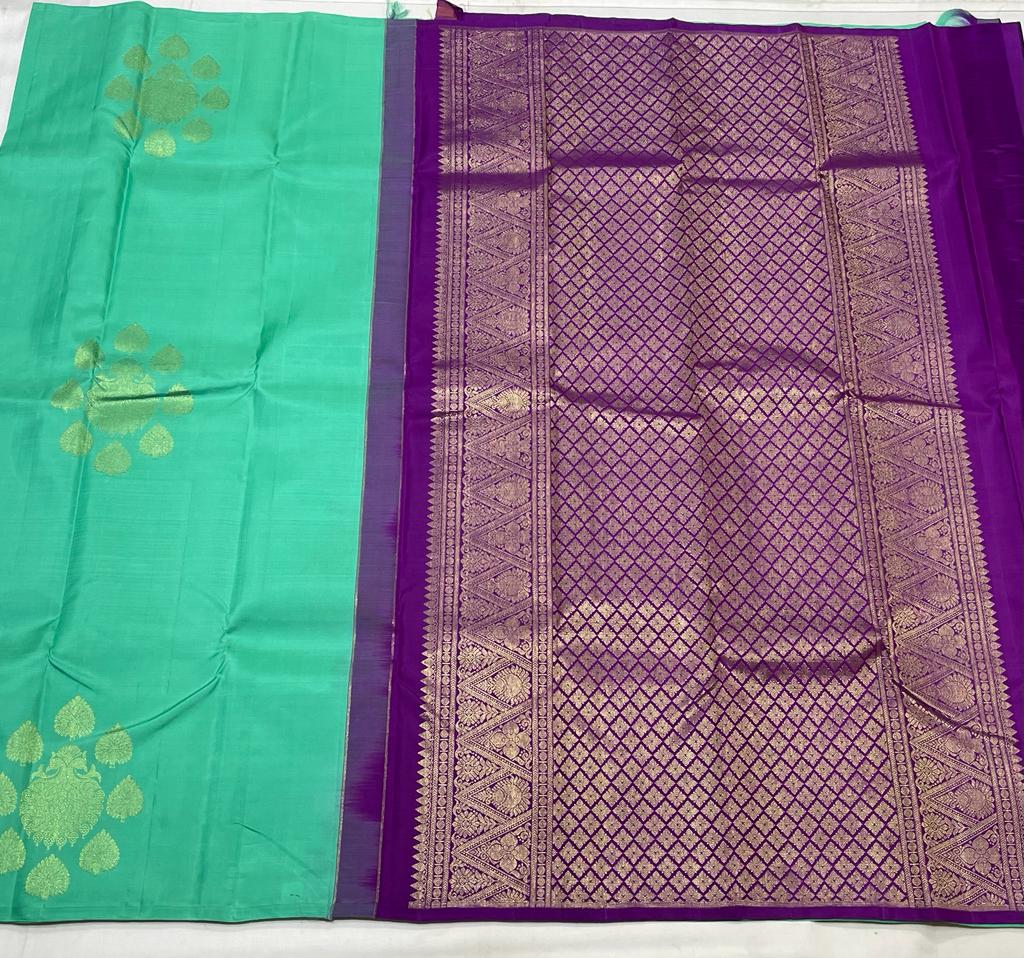 GREEN / PURPLE BORDERLESS SAREE