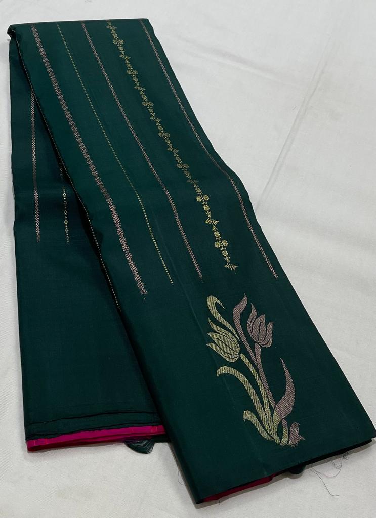 GREEN / PINK BORDERLESS SAREE