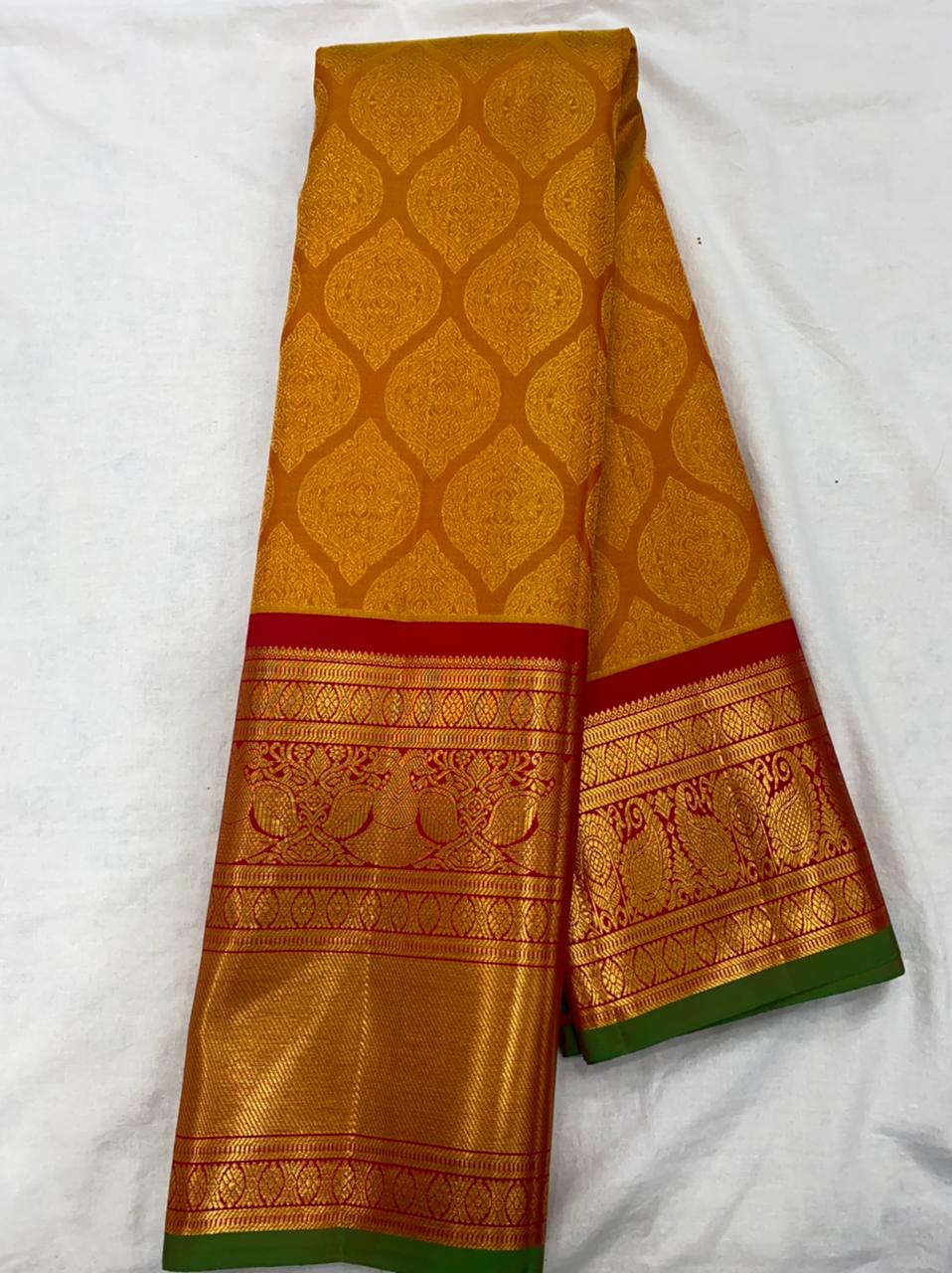 YELLOW / RED GADWAL KANCHI  PATTU SAREE