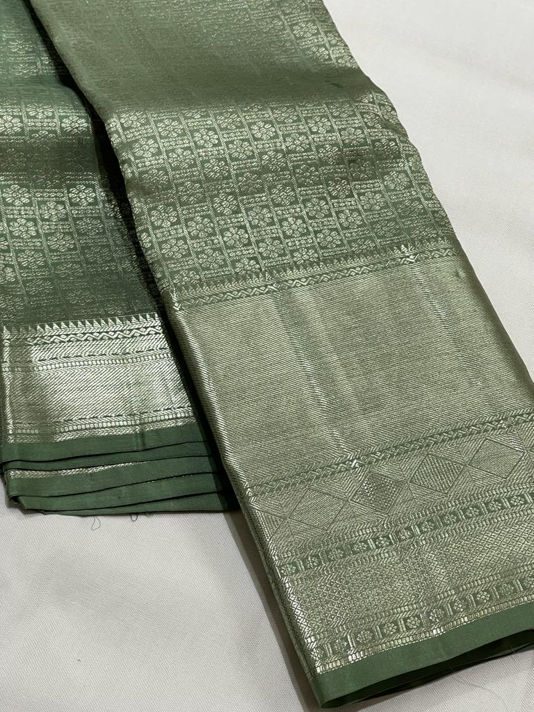 GREEN / SILVER KANCHI SAREE