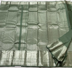 GREEN / SILVER KANCHI SAREE