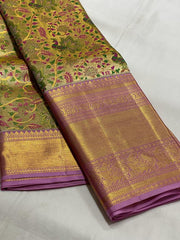 GOLD FLORAL KANCHI TISSUE SAREE