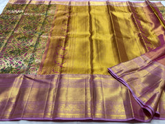 GOLD FLORAL KANCHI TISSUE SAREE