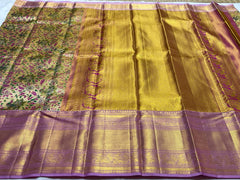 GOLD FLORAL KANCHI TISSUE SAREE