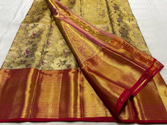 GOLD / RED KANCHI TISSUE SAREE