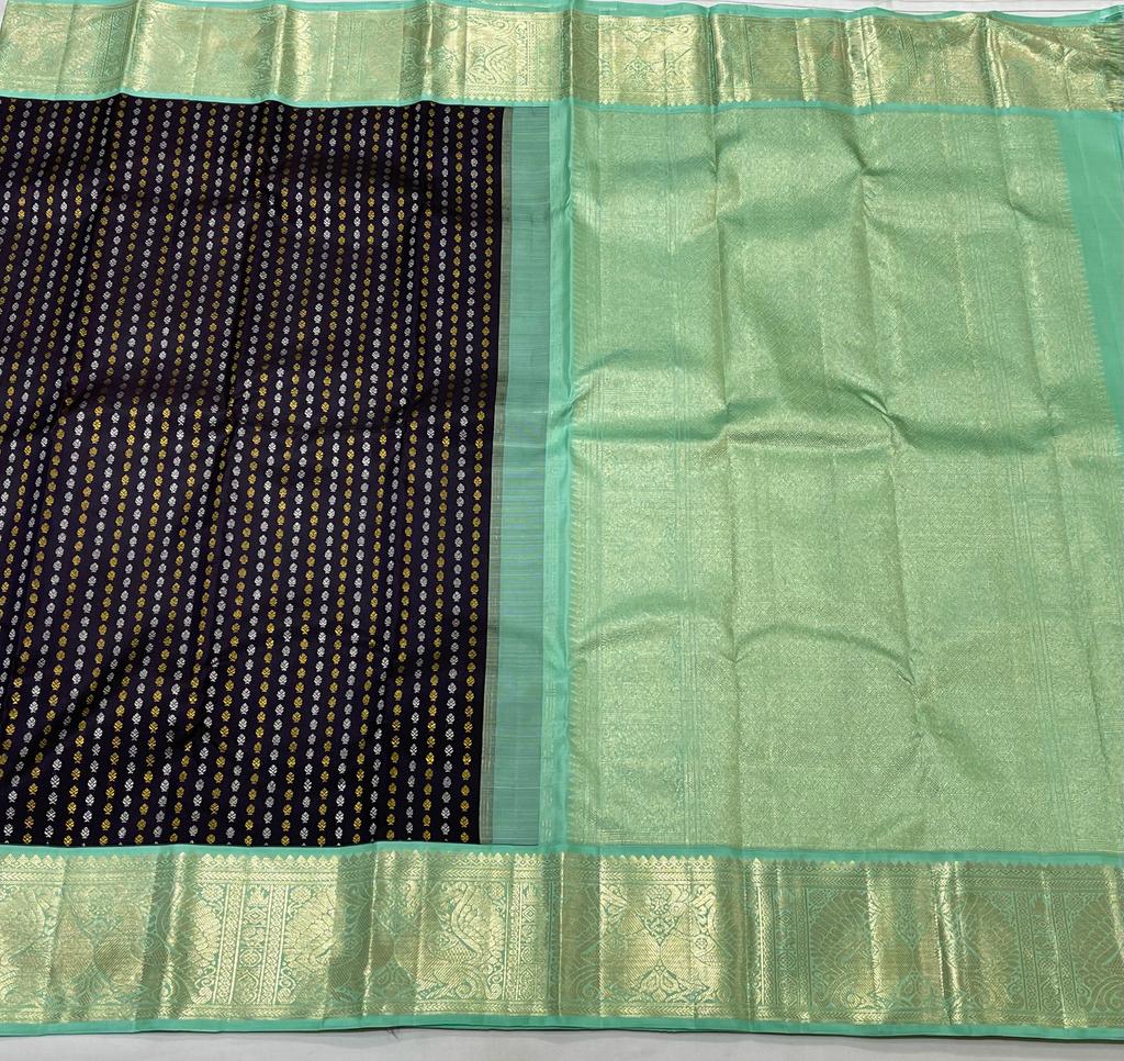 BLACK / GREEN BUTTI'S KANCHI SAREE