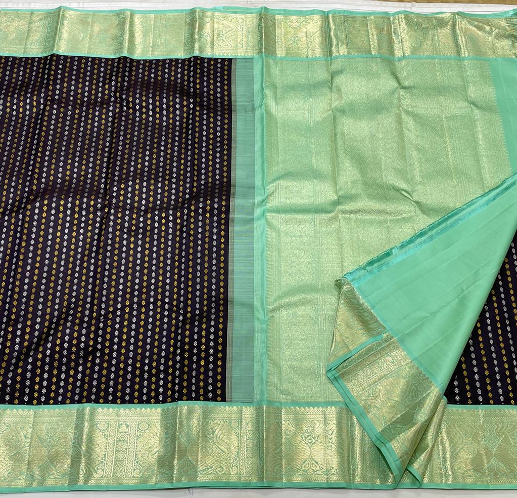 BLACK / GREEN BUTTI'S KANCHI SAREE