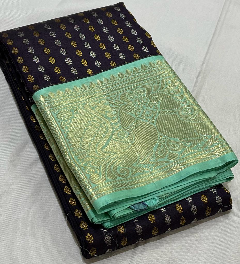 BLACK / GREEN BUTTI'S KANCHI SAREE