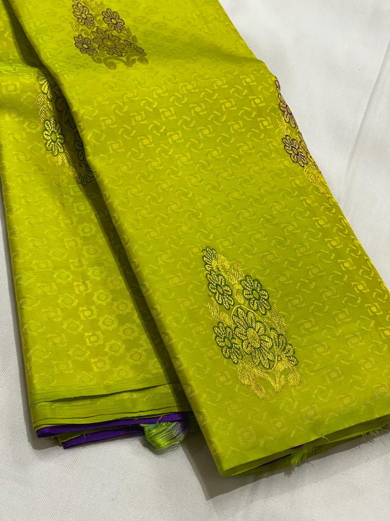 LITE GREEN / PURPLE  BORDERLESS SAREES