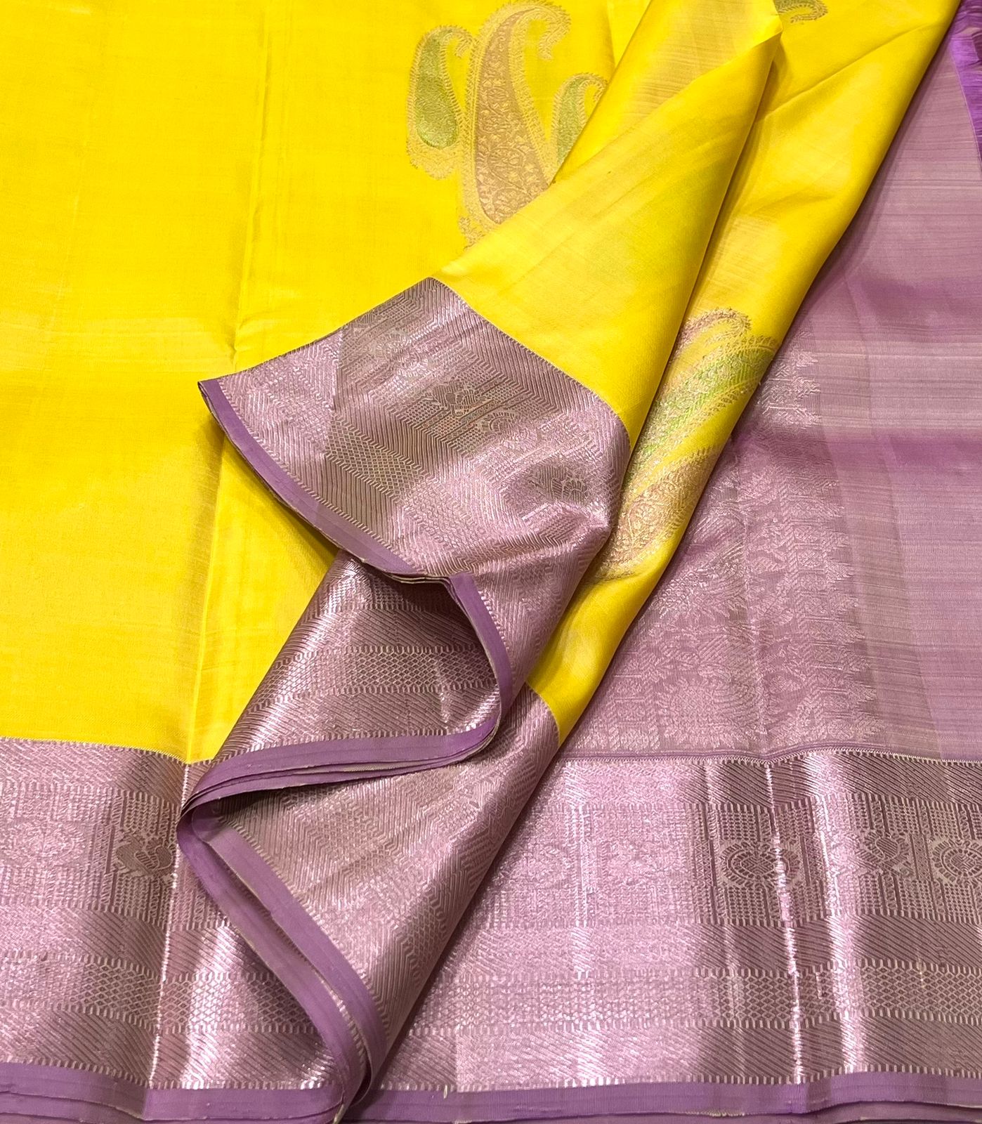 YELLOW / PINK KANCHI SAREE