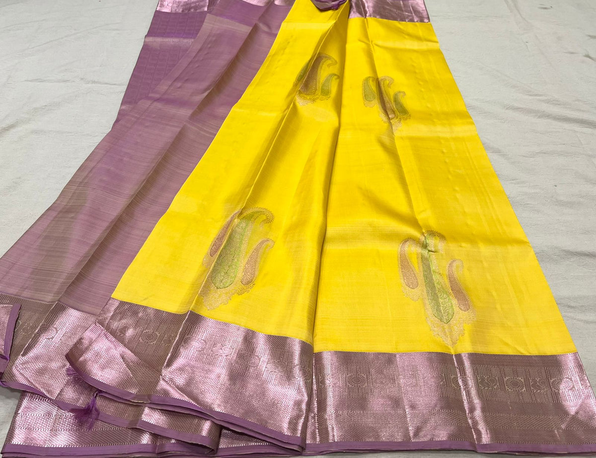 YELLOW / PINK KANCHI SAREE