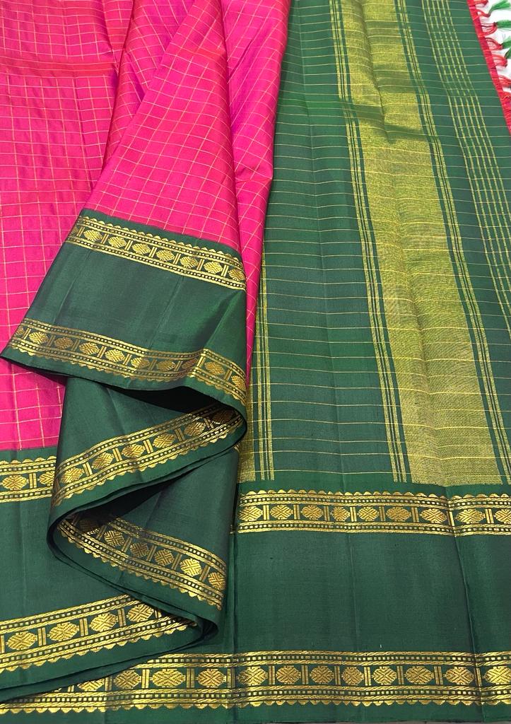 PINK AND GREEN KANCHI SAREE