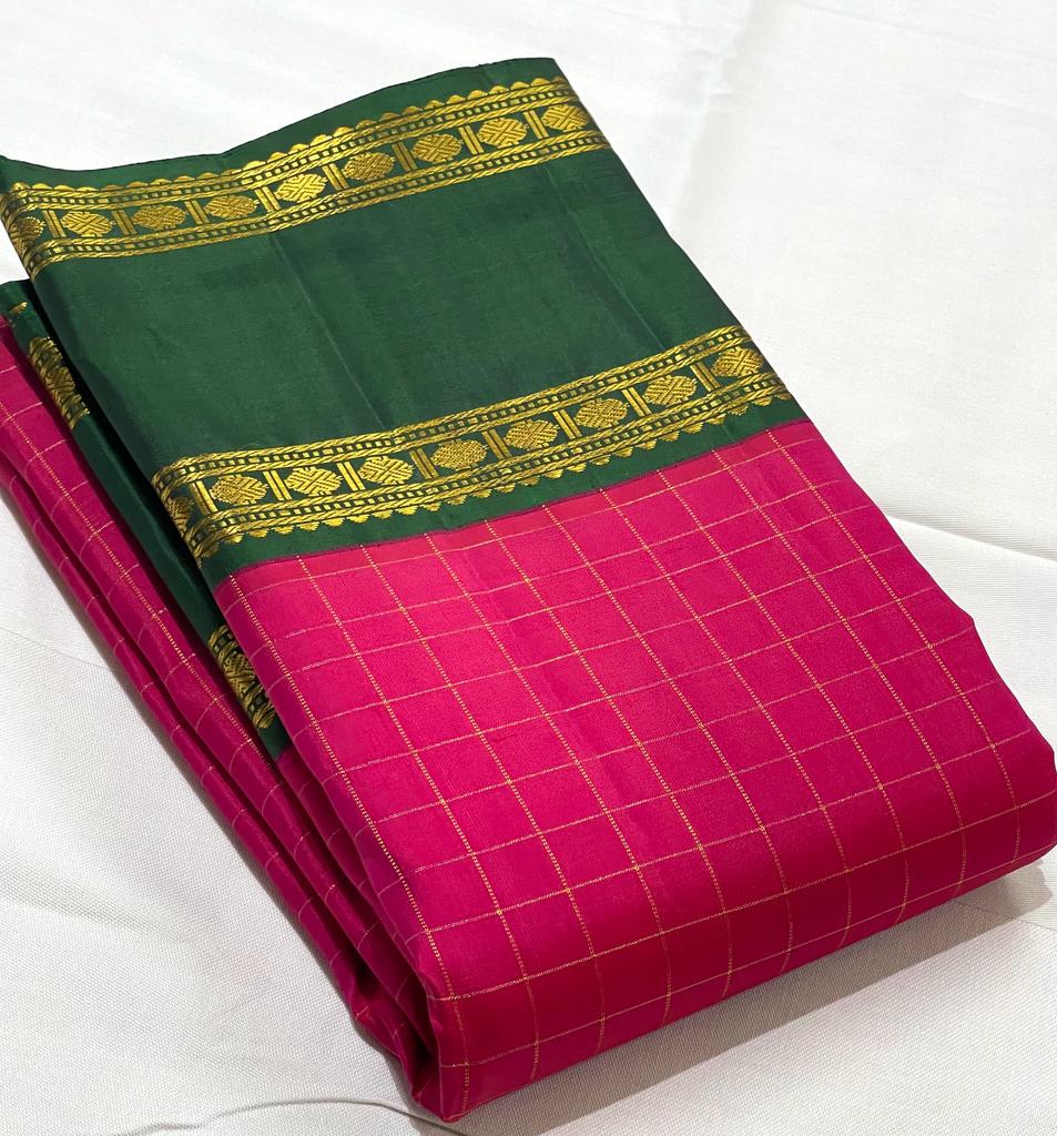 PINK AND GREEN KANCHI SAREE