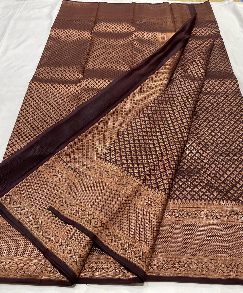 BROWN  KANCHI SAREE