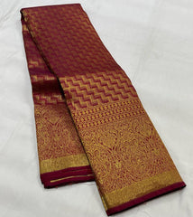 MAROON AND GOLD  KANCHI SAREE